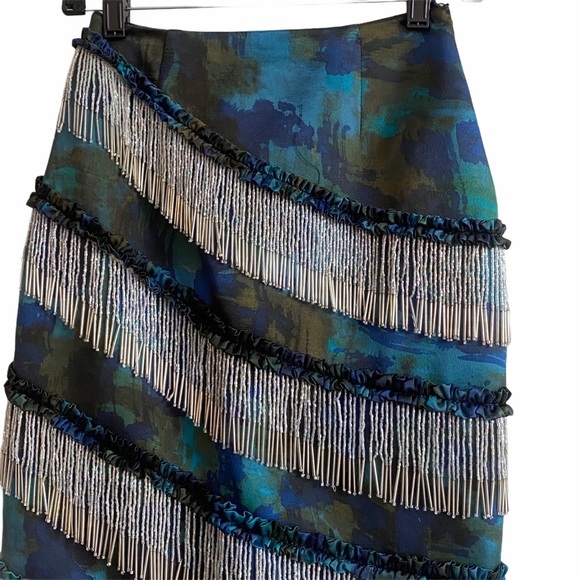 Beaded silk cascade fringe pencils skirt - Picture 3 of 7